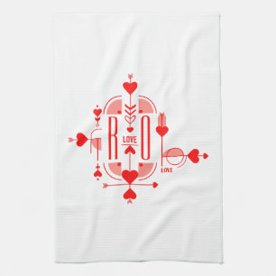 Ein modernes und romantisches Monogramm-Initial-De Geschirrtuch