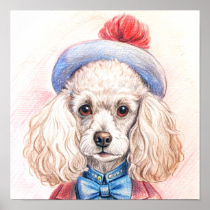 Ein modischer Hund, der in einem Plakat für mensch