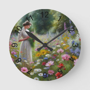 Ein Moment auf der Wiese Runde Wanduhr