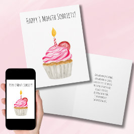 Ein Monat Happy Sobriety Jahrestag Cupcake Karte