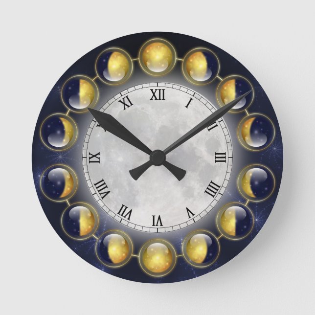 Ein Monat im Leben der Mondzeit Runde Wanduhr (Vorderseite)