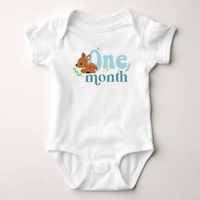 Ein Monat Meilenstein Blue Baby Bodysuit Baby Strampler (Vorderseite)