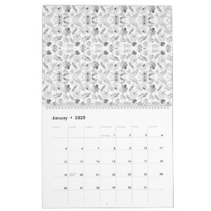 Ein monochromatisches Design, das eine Vielzahl vo Kalender