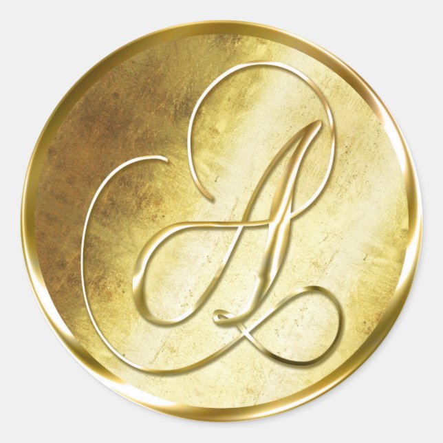 Ein Monogram Imitate Gold-Umschlag Aufkleber-Aufkl Runder Aufkleber (Vorderseite)