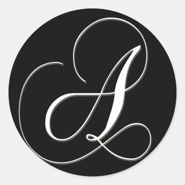 Ein Monogramm - elegantes Schwarzweiß Runder Aufkleber (Vorderseite)
