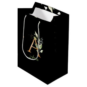 Ein Monogramm Eukalyptusgrün Imitate Goldfolie la Mittlere Geschenktüte