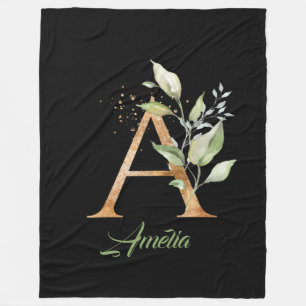 Ein monogramm-Grüner Eukalyptus-Glitzer Fleecedecke