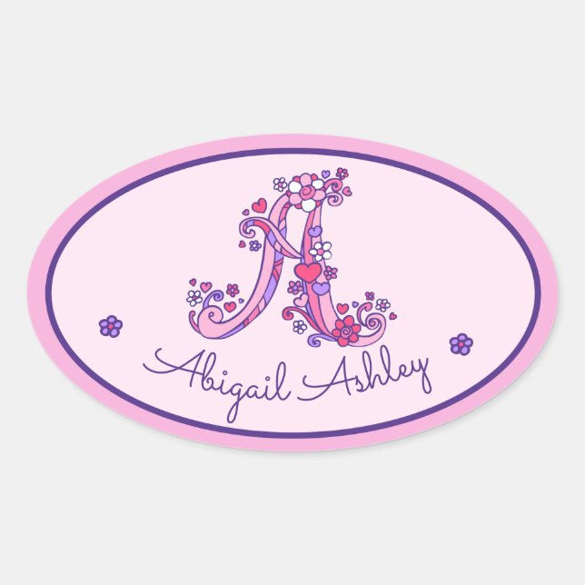 Ein Monogramm-individuelle Name mit rosa Aufkleber (Vorderseite)