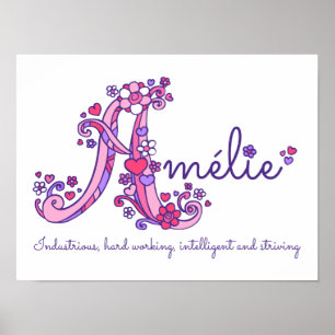 Ein Monogramm Kunst Amélie Mädchen Name Bedeutung Poster