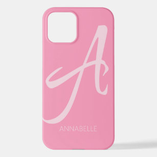 Ein Monogramm Personalisierter rosa iPhone-Fall iPhone 12 Hülle