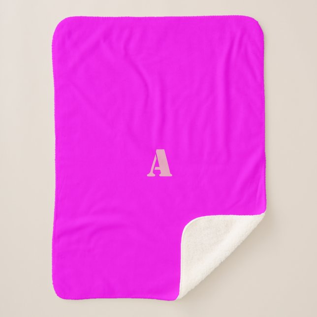 Ein Monogramm rosa Magenta Fleece Blanket Sherpadecke (Vorderseite)