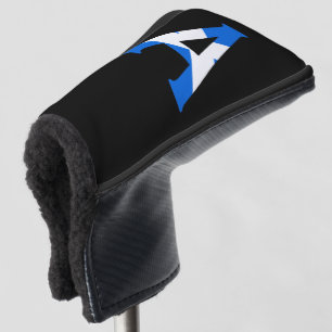 Ein Monogramm überlagert sich auf der schottischen Golf Headcover