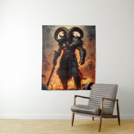 Ein Monsterkrieger mit dem Kopf eines Widders Wandteppich