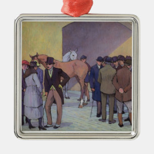 Ein Morgen bei Tattersalls (Öl auf Leinwand) Silbernes Ornament