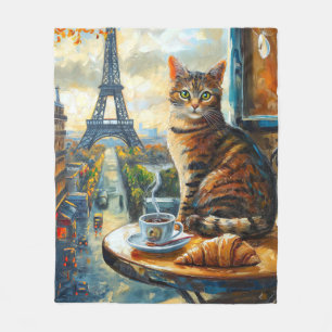 Ein Morgen in Paris Getigelte Katze im Café Fleecedecke