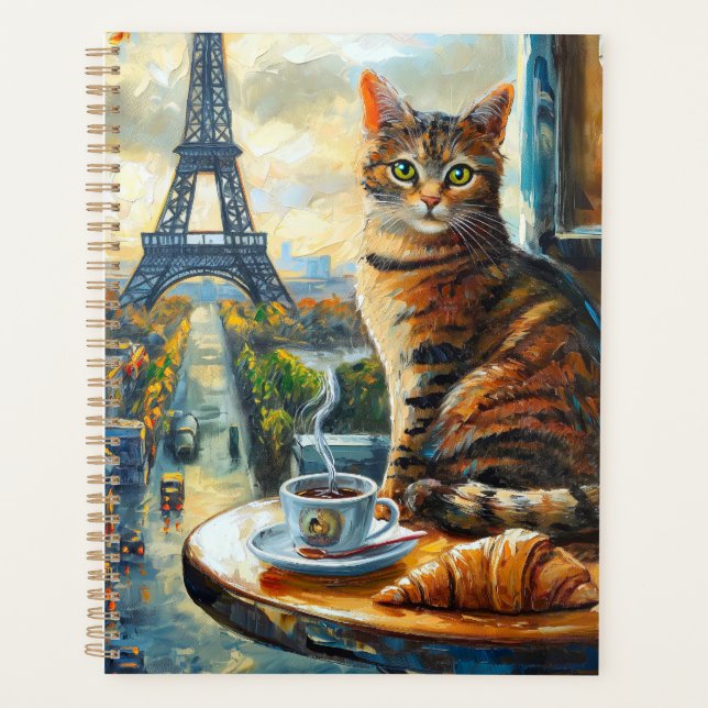 Ein Morgen in Paris | Getigerte Katze im Café Planer (Vorderseite)