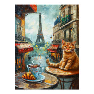 Ein Morgen in Paris   Ginger Cat im Café Poster