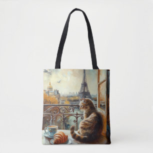 Ein Morgen in Paris Rote Katze im Café Tasche