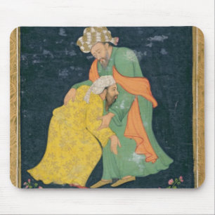 Ein Mulla, der unten zu einem Mann im iranischen Mousepad