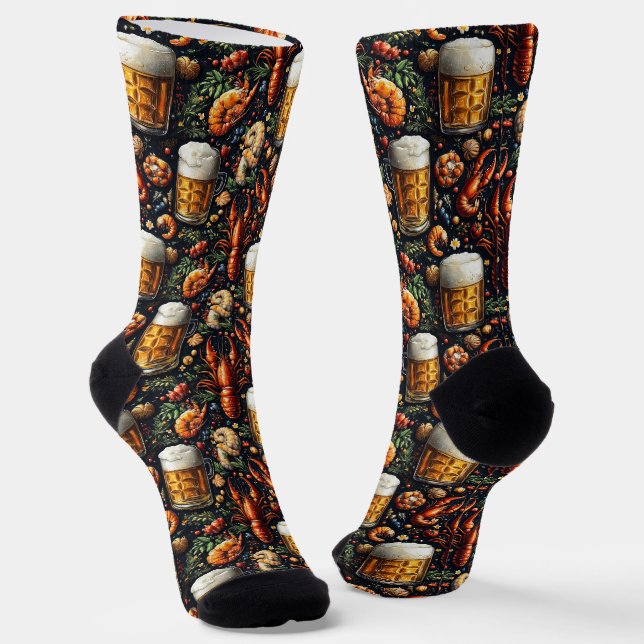 Ein Muster für Bier- und Meeresfrüchtefreunde. Socken (Gewinkelt)