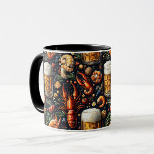 Ein Muster für Bier- und Meeresfrüchtefreunde. Tasse