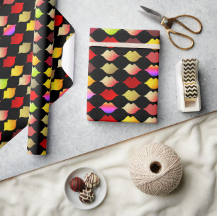 ein Muster von farbigen Lippen . farbenfrohe Munds Geschenkpapier