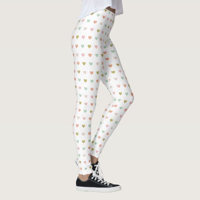 Ein Muster von pastellfarbenem Herz, weiß Leggings (Rechts)