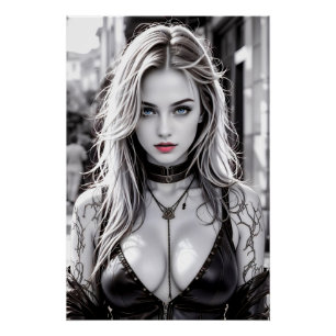 Ein mysteriöses Mädchen mit Augen aus Stahl und Sc Poster