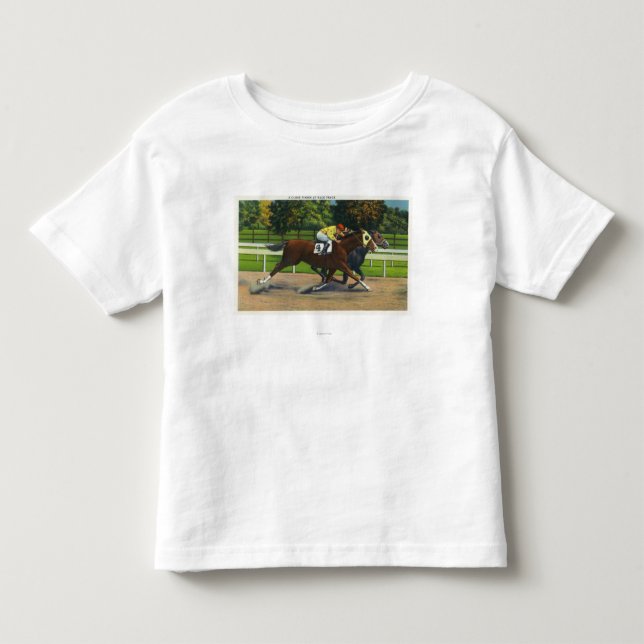 Ein nahes Ende an der Rennen-Bahn, Pferde Kleinkind T-shirt (Vorderseite)