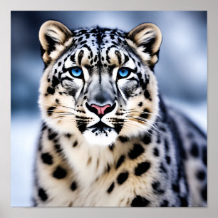 Ein Nahes Portrait eines Schneeleoparden Poster