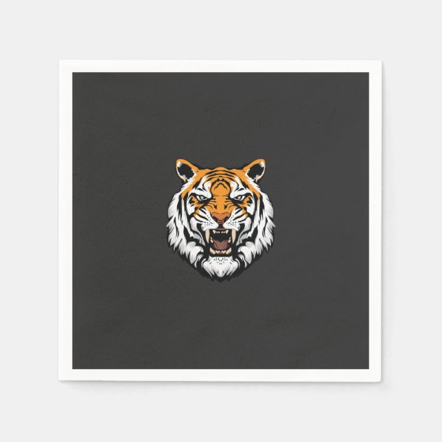 ein nahes, schwarzes Tigergesicht Serviette (Vorderseite)