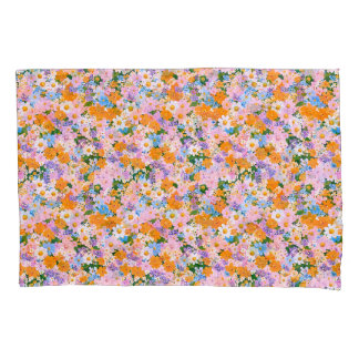Ein nahtloses Muster aus farbenfrohen Blumen Kissenbezug