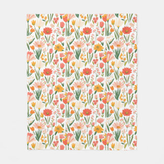 Ein nahtloses Muster aus Frühlingsblumen Fleecedecke