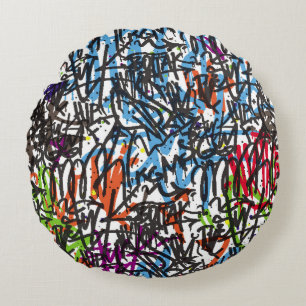 ein nahtloses Muster. Graffiti background.art,pat Rundes Kissen