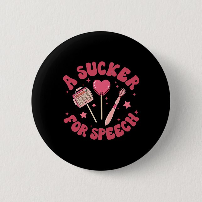 Ein Narr für Speech Valentinstag Slp Sprachtherapi Button (Vorderseite)