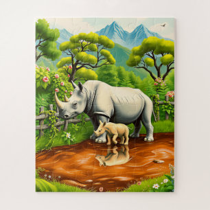 Ein Nashorn und sein Baby
