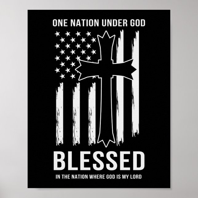Ein Nation unter der amerikanischen Flagge Zitat G Poster (Vorne)