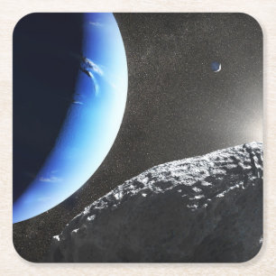Ein Neptun ist ein winziges Mondlager. Rechteckiger Pappuntersetzer