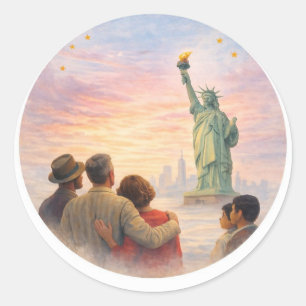 Ein Neuanfang in Amerika – Neuer Bürger Runder Aufkleber