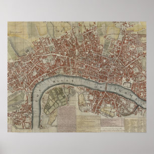 Ein neuer und genauer Plan der Städte von London Poster