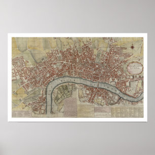 Ein neuer und genauer Plan für die Städte London u Poster