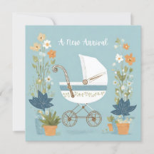 Ein neues Baby Boy Girl Pram Herzlichen Glückwunsc
