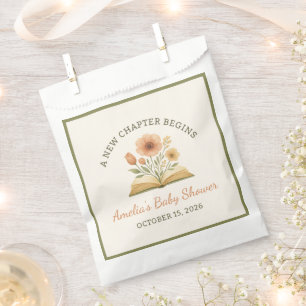 Ein neues Kapitel Baby Shower Vintage Buch Floral Geschenktütchen