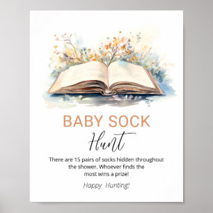 Ein neues Kapitel Baby Sock Hunt Dusche Spielzeich Poster