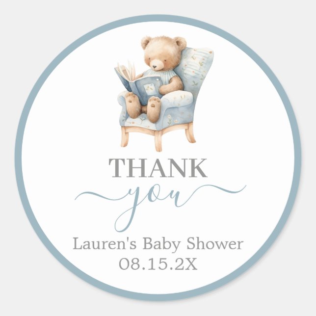 Ein neues Kapitel Babydusche Boy Round Sticker (Vorderseite)