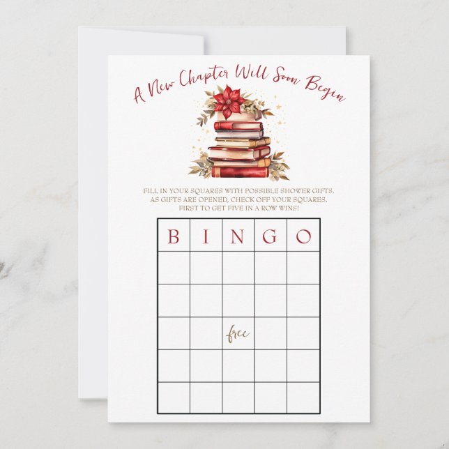 Ein neues Kapitel beginnt! Baby Shower BINGO Spiel Einladung (Vorderseite)