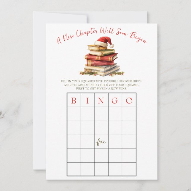 Ein neues Kapitel beginnt! Baby Shower BINGO Spiel Einladung (Vorderseite)
