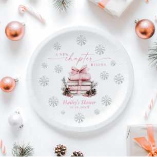 Ein neues Kapitel beginnt, Baby Shower Winter mit  Pappteller