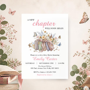 Ein neues Kapitel beginnt bald Baby Shower Einladung