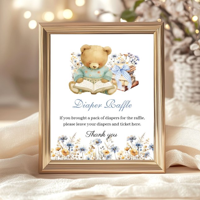 Ein neues Kapitel beginnt bald Bücher-Windel-Raffl Poster (A new Chapter will soon Begin Baby Shower Sign)